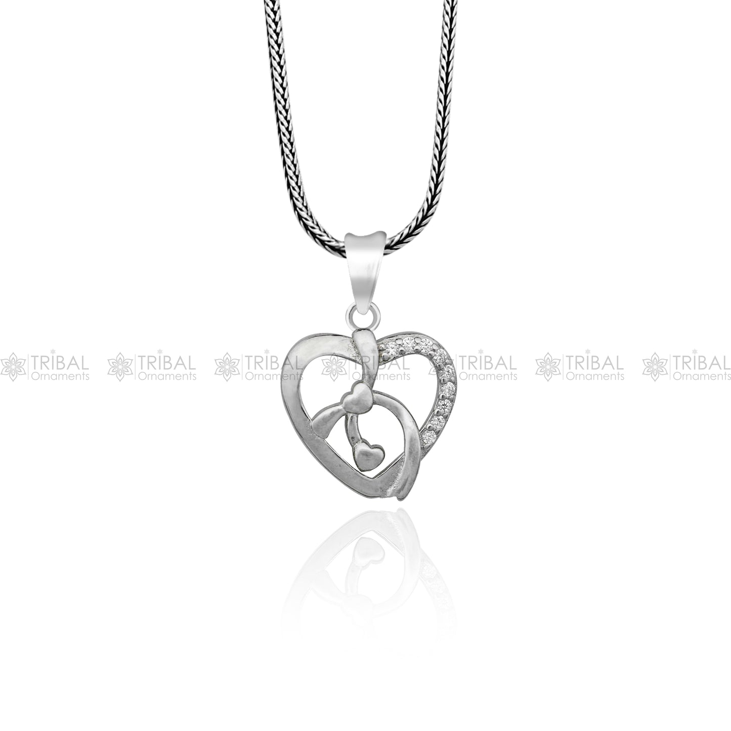 925 Sterling silver heart design diamond pendant nsp934 - TRIBAL ORNAMENTS
