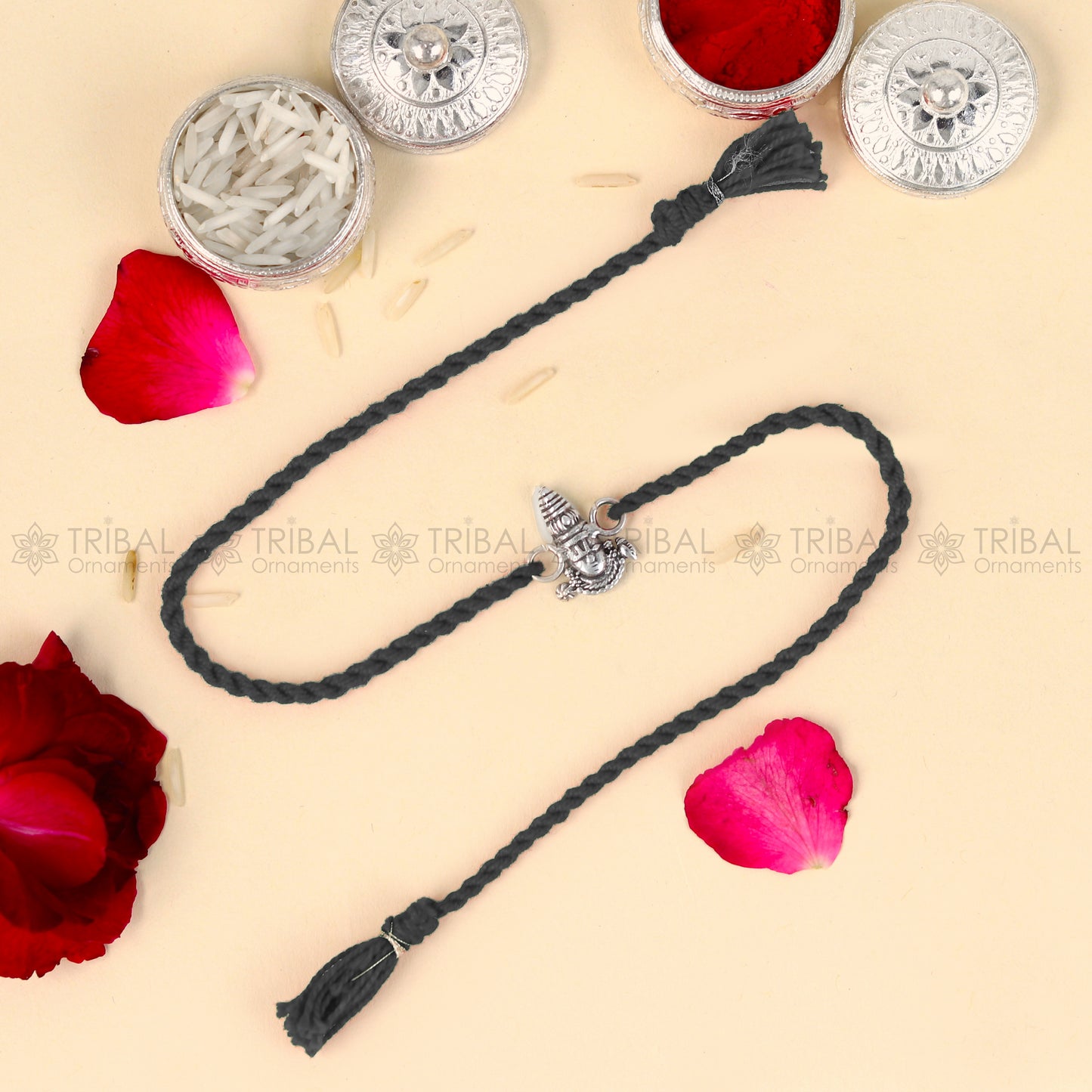 925 Sterling silver Lord Tirupati bala ji / Venkateswara design pendant Rakhi bracelet Rakshabandhan festival rk356 - TRIBAL ORNAMENTS