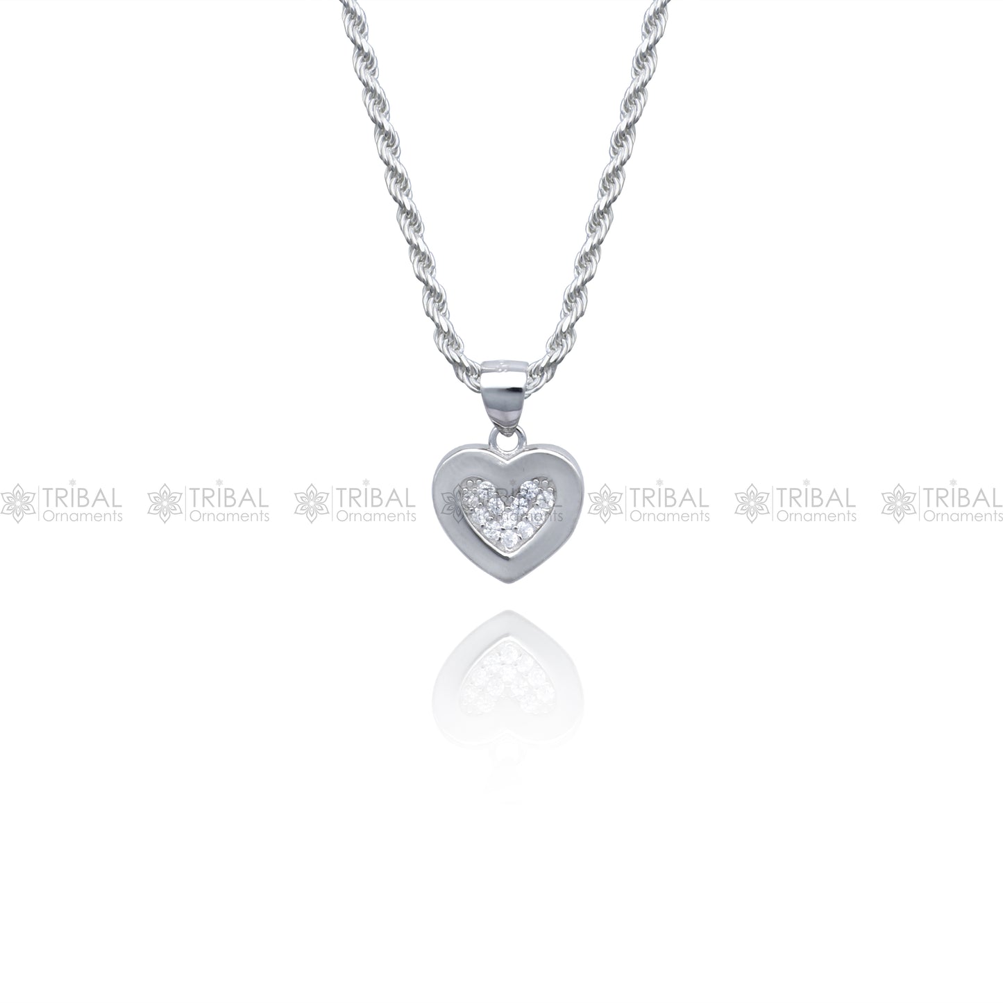 925 Sterling silver Heart shape diamond cubic zirconia stone pendant set nsp976 - TRIBAL ORNAMENTS