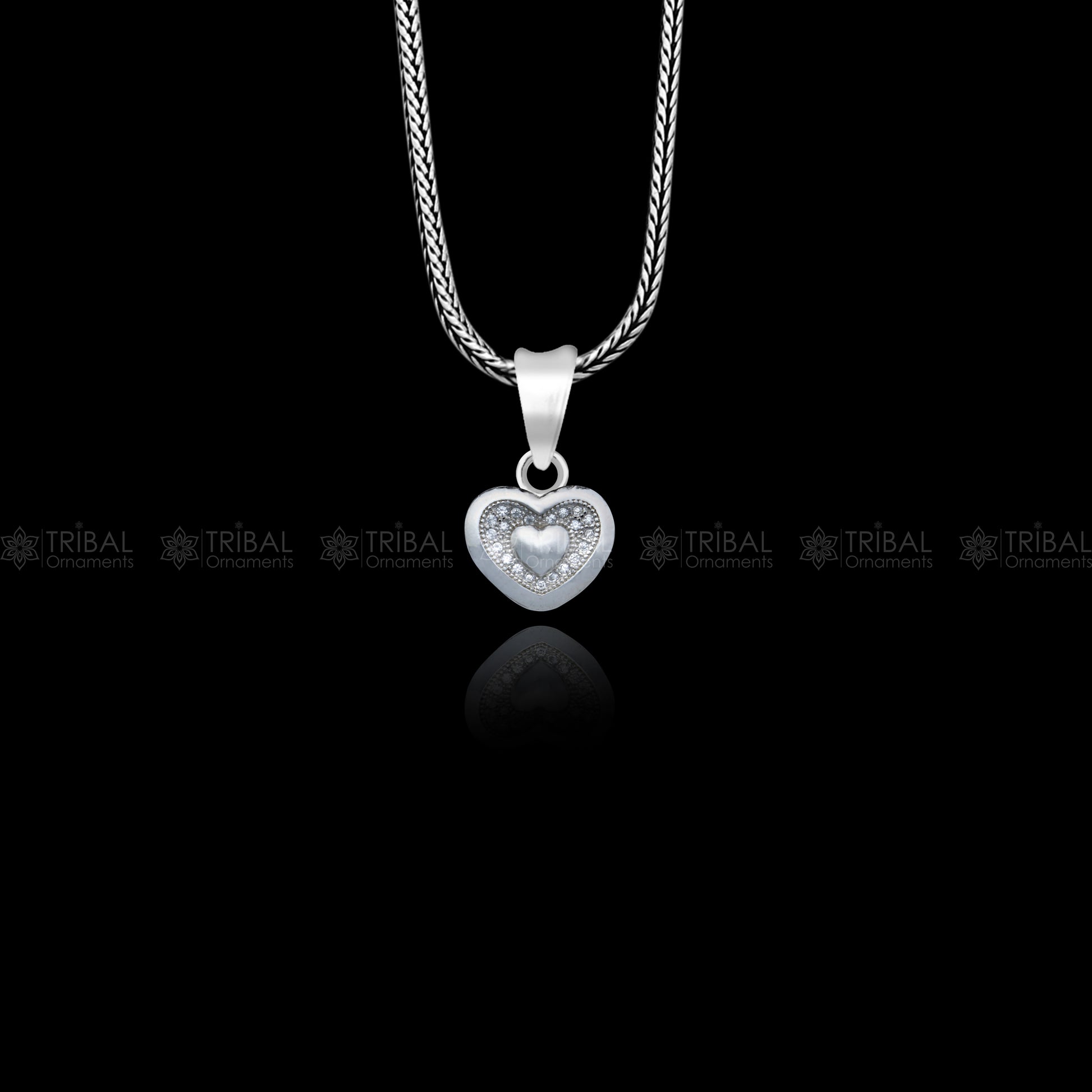 925 Sterling silver heart design diamond pendant nsp935 - TRIBAL ORNAMENTS