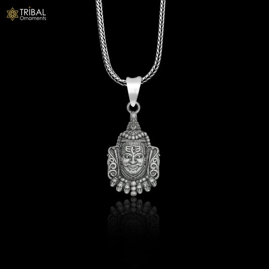 925 sterling silver lord Mahakal divine Pendant with chain tribal jewellery nsp1017 - TRIBAL ORNAMENTS