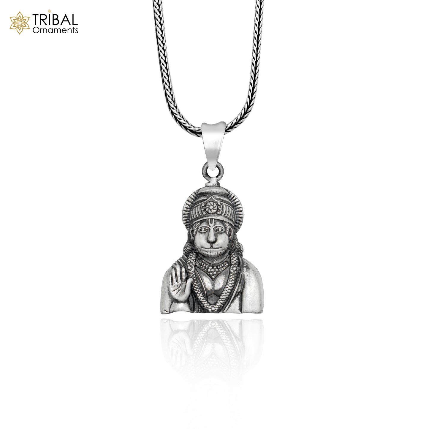 925 sterling silver lord Hanuman ji divine Pendant with chain tribal jewellery nsp1018 - TRIBAL ORNAMENTS