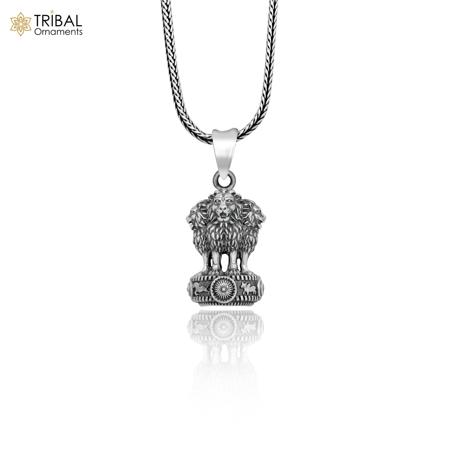 925 sterling silver Ashok chakra (stambh)Pendant with chain tribal jewellery nsp1019 - TRIBAL ORNAMENTS