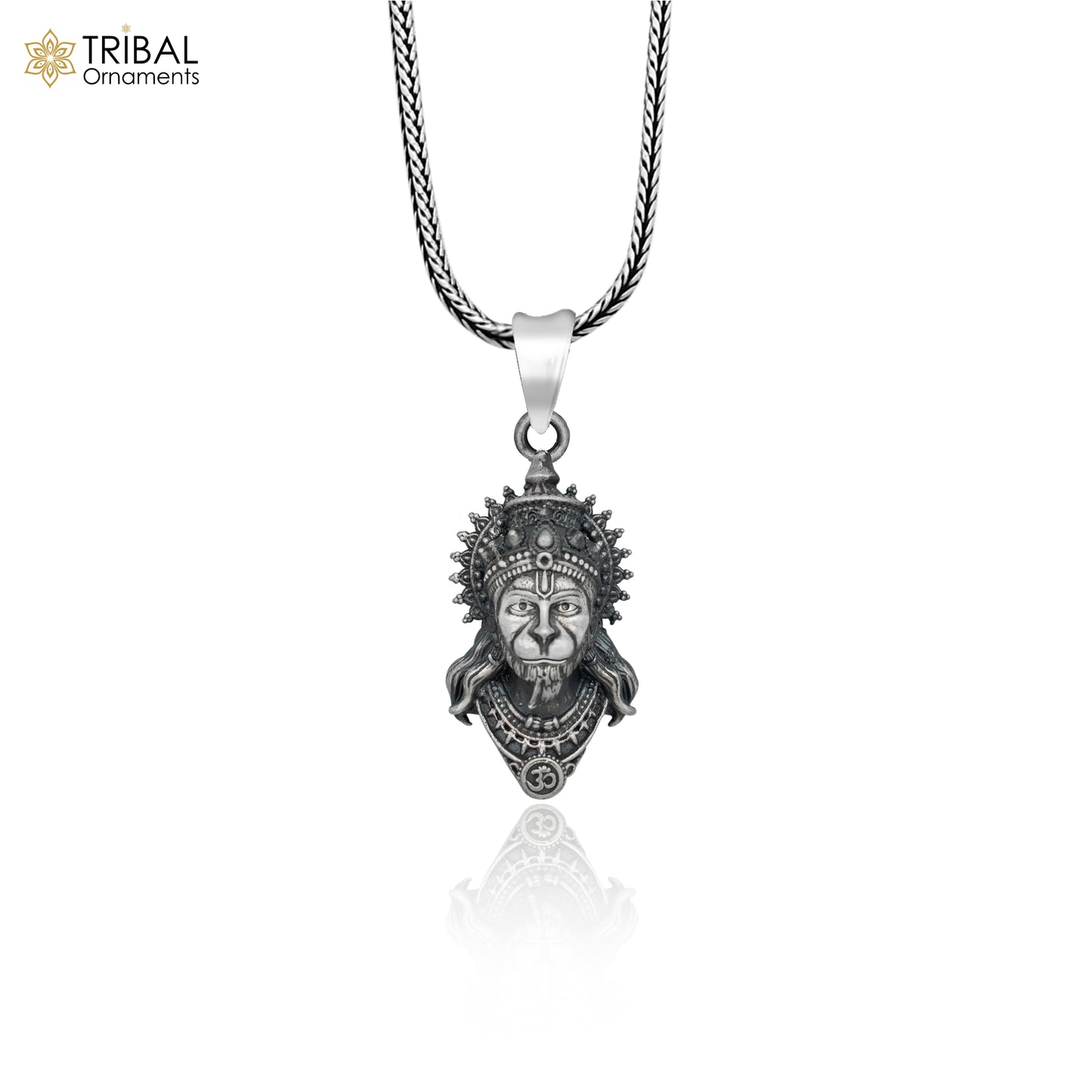 925 sterling silver lord hanuman ji Pendant with chain tribal jewellery nsp1025 - TRIBAL ORNAMENTS