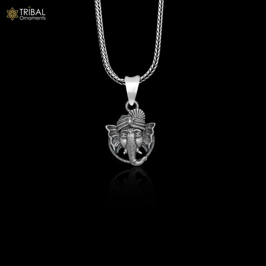 925 sterling silver handmade lord Ganesha Pendant with chain tribal jewellery nsp1028 - TRIBAL ORNAMENTS