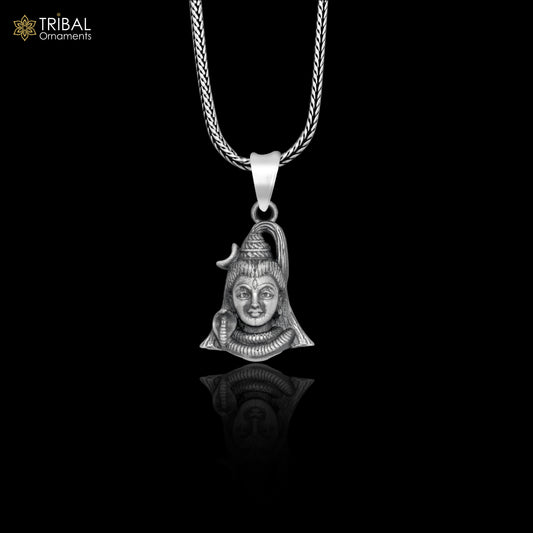 925 sterling silver handmade lord Mahadeva Pendant with chain tribal jewellery nsp1030 - TRIBAL ORNAMENTS