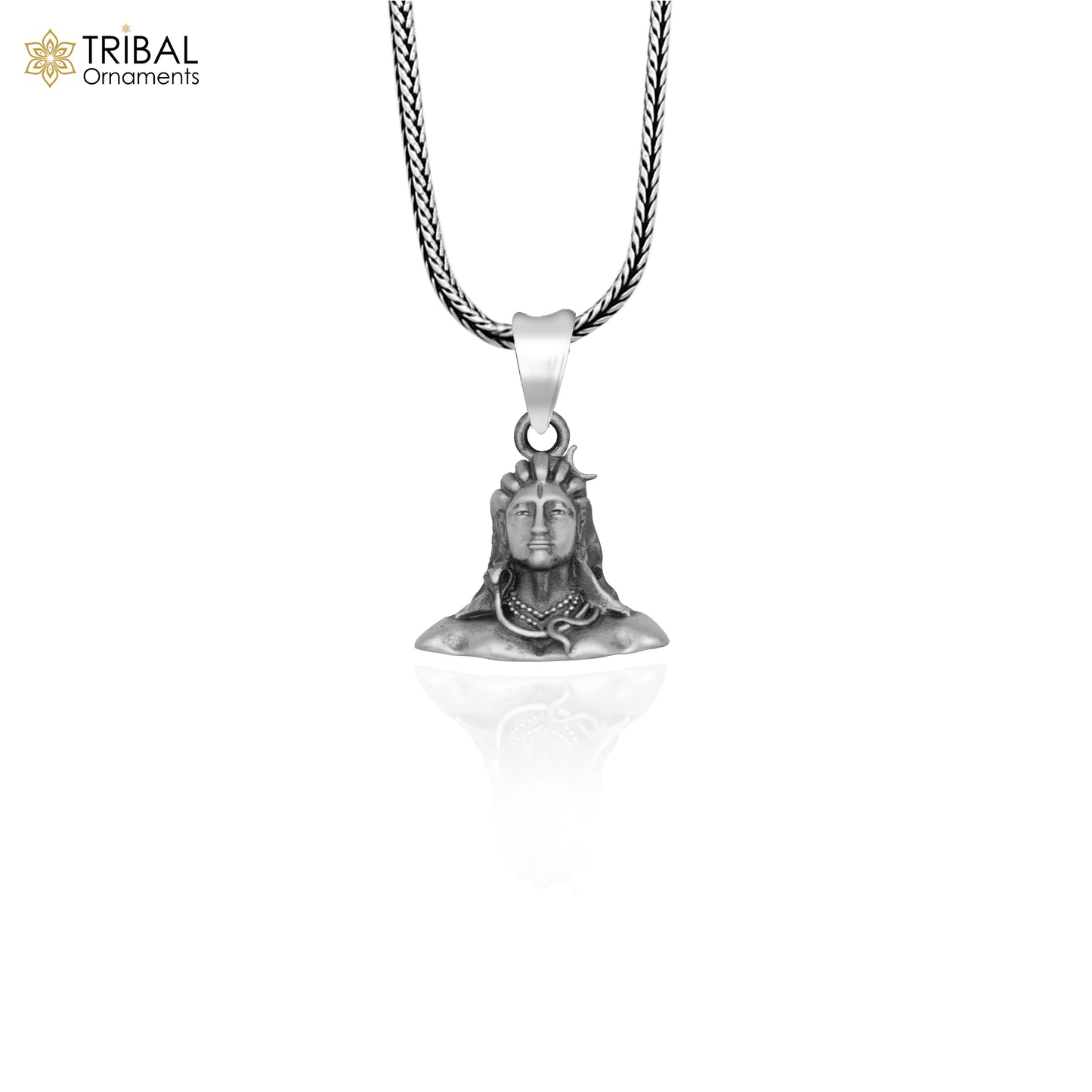925 sterling silver lord Mahakal divine Pendant with chain tribal jewellery nsp1032 - TRIBAL ORNAMENTS