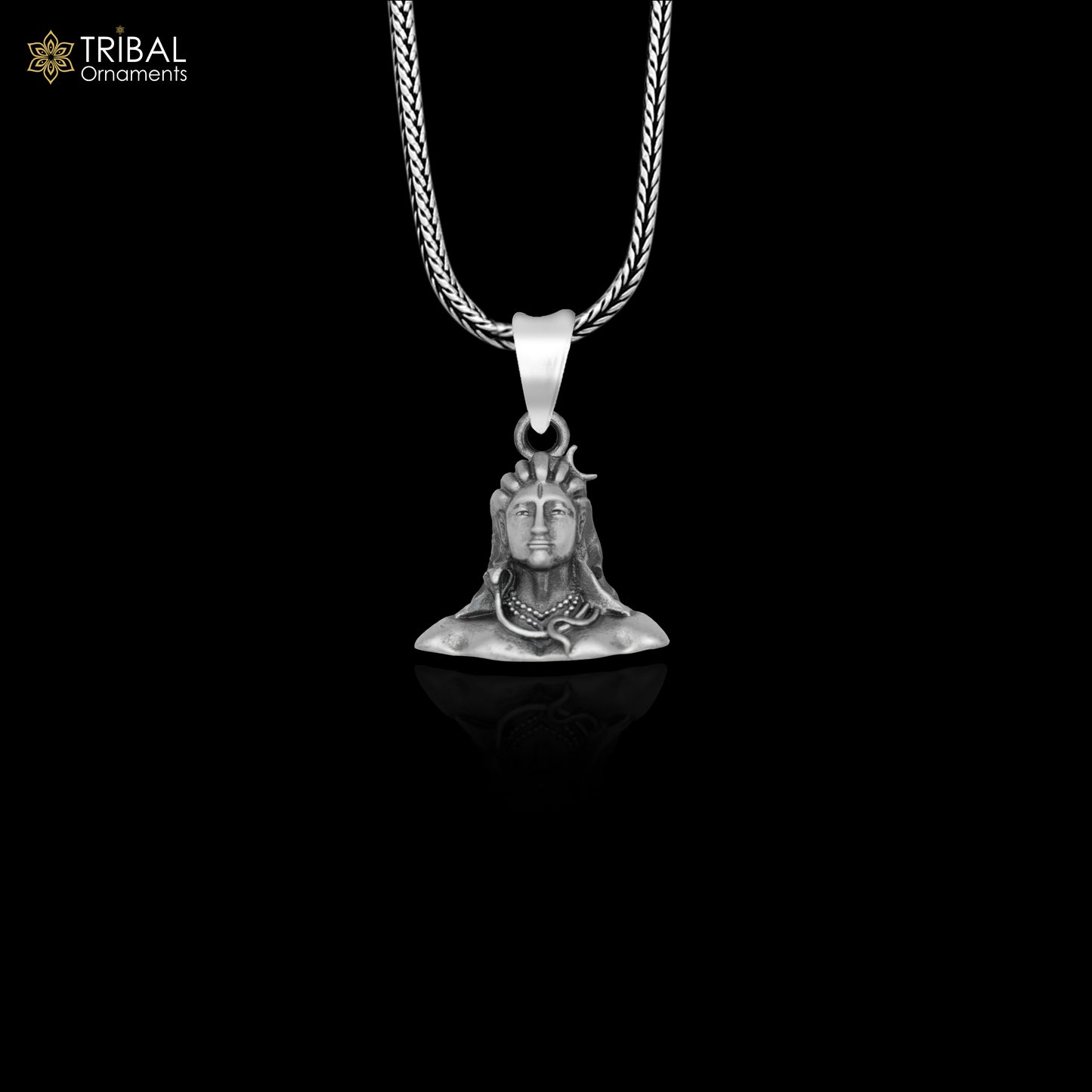 925 sterling silver lord Mahakal divine Pendant with chain tribal jewellery nsp1032 - TRIBAL ORNAMENTS