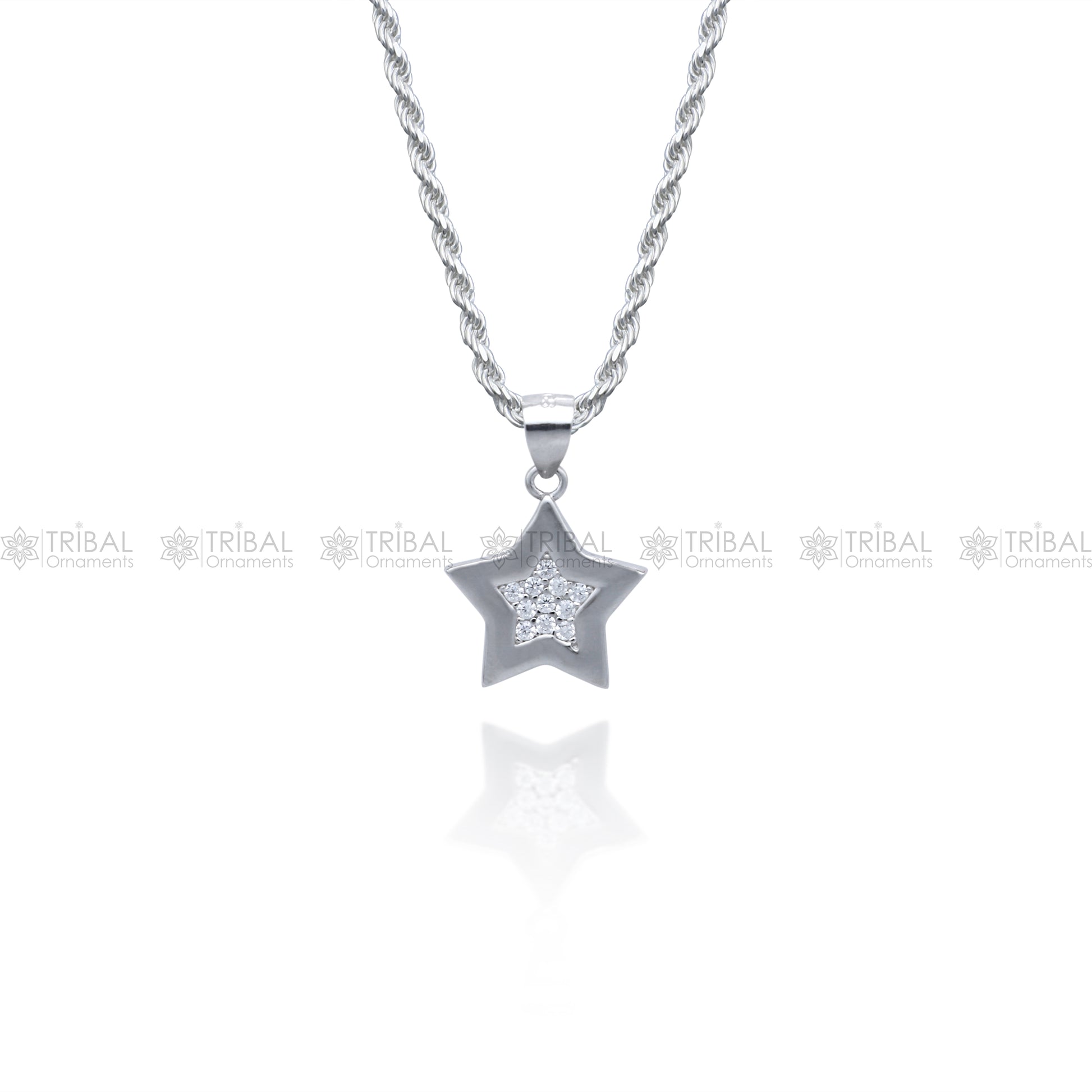 925 Sterling silver Fashionable star design diamond cubic zirconia stone  pendant set nsp972 - TRIBAL ORNAMENTS