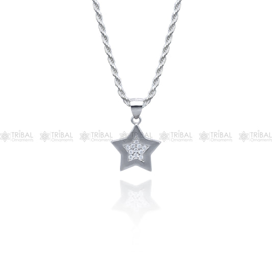 925 Sterling silver Fashionable star design diamond cubic zirconia stone  pendant set nsp972 - TRIBAL ORNAMENTS