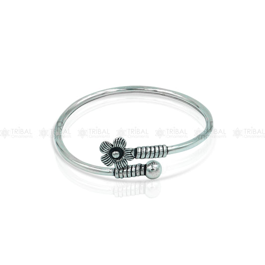 925 sterling silver handmade double flower design stylish kada bangle bracelet tribal jewelry nsk866 - TRIBAL ORNAMENTS