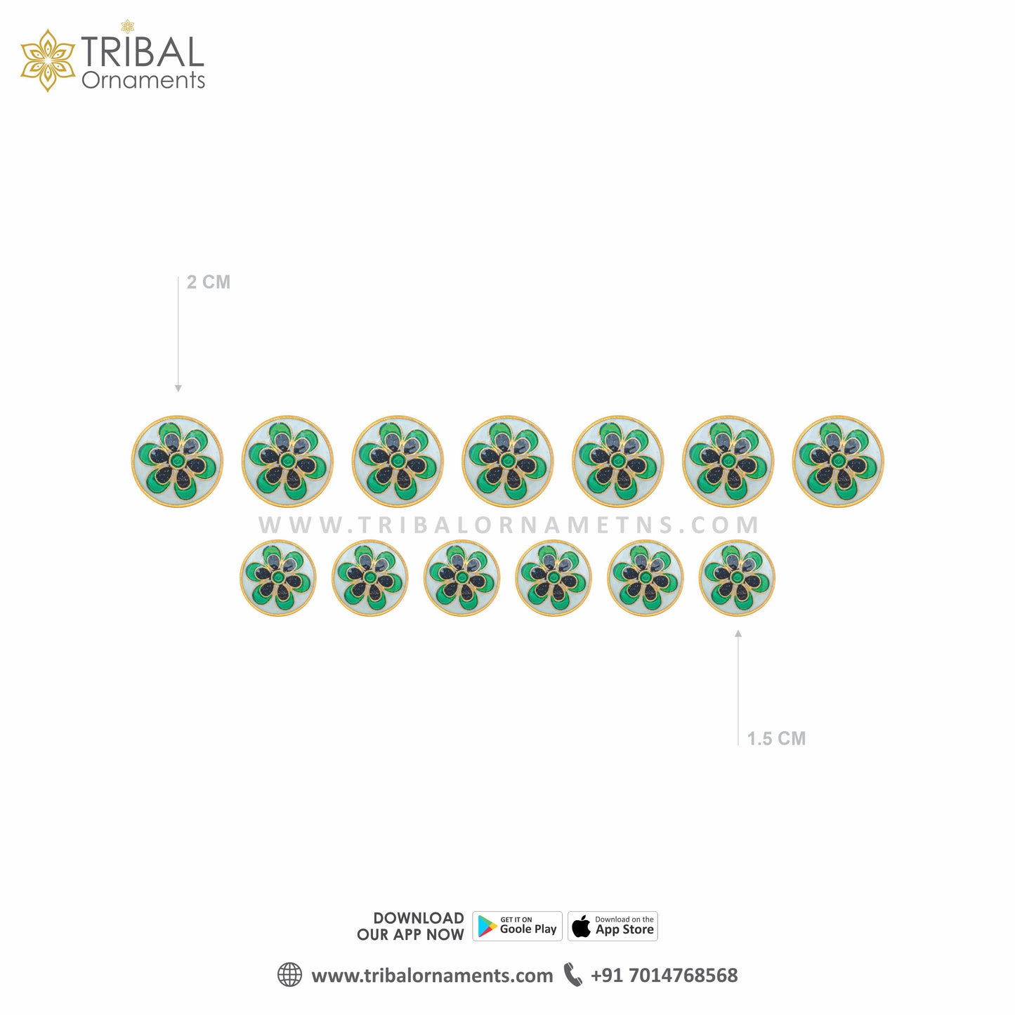 925 Sterling silver handmade gorgeous green color flower design fancy buttons set of 13 pc for men's coat or suit, best jewelry for all occasions bt71