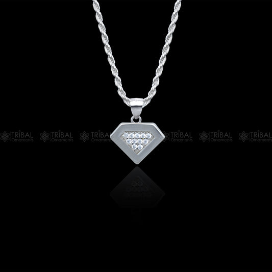 925 Sterling silver sparkle diamond cubic zirconia stone  pendant set nsp970 - TRIBAL ORNAMENTS