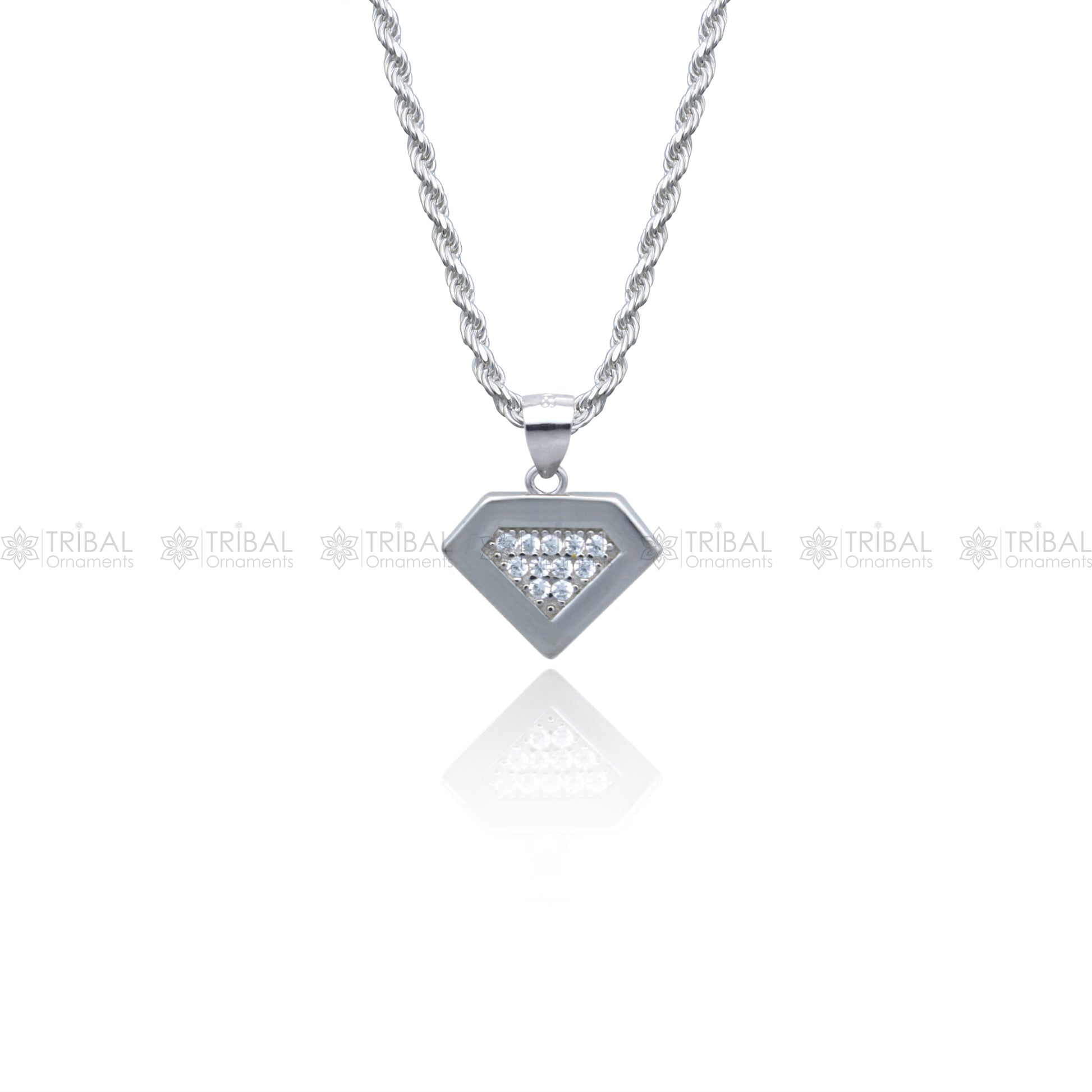 925 Sterling silver sparkle diamond cubic zirconia stone  pendant set nsp970 - TRIBAL ORNAMENTS
