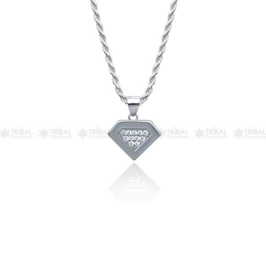 925 Sterling silver sparkle diamond cubic zirconia stone  pendant set nsp970 - TRIBAL ORNAMENTS