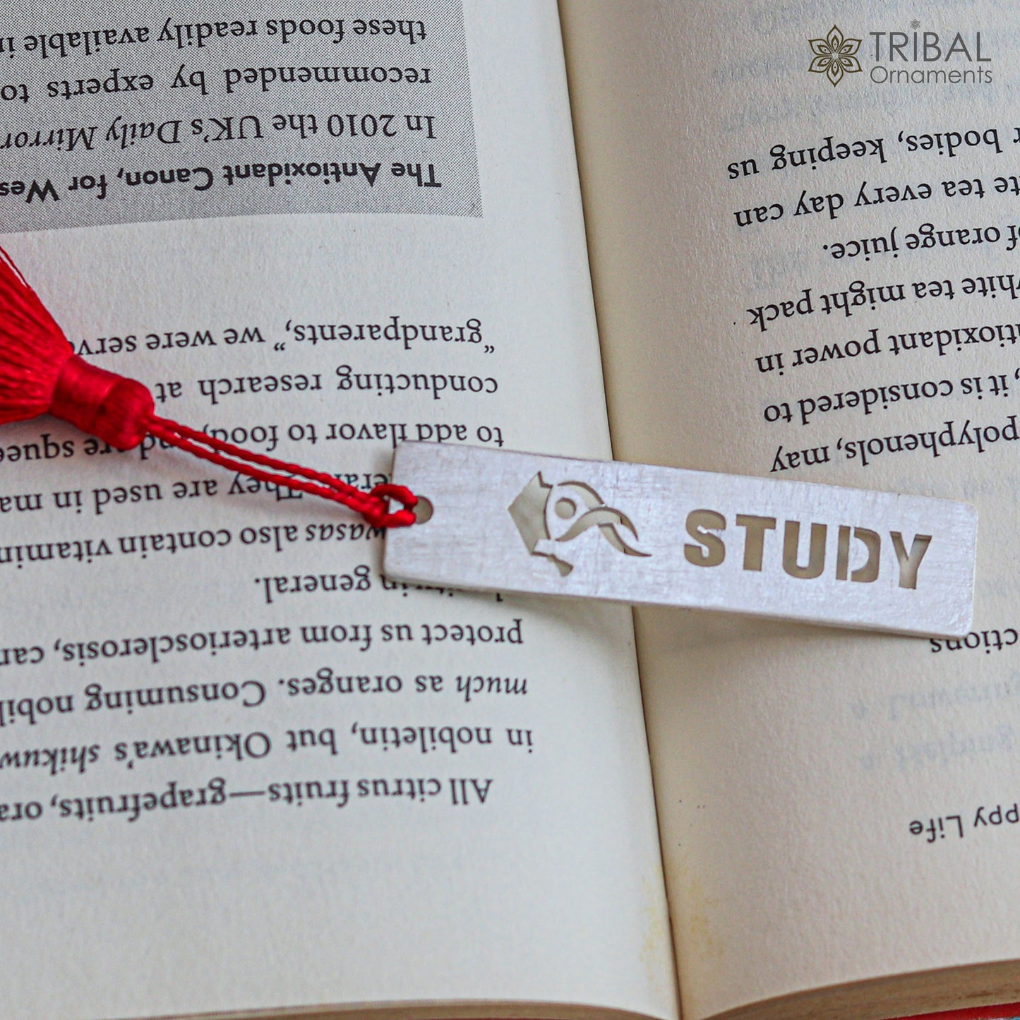 925 Sterling silver handmade silver study design personalized bookmark customized jewellery su1332 - TRIBAL ORNAMENTS
