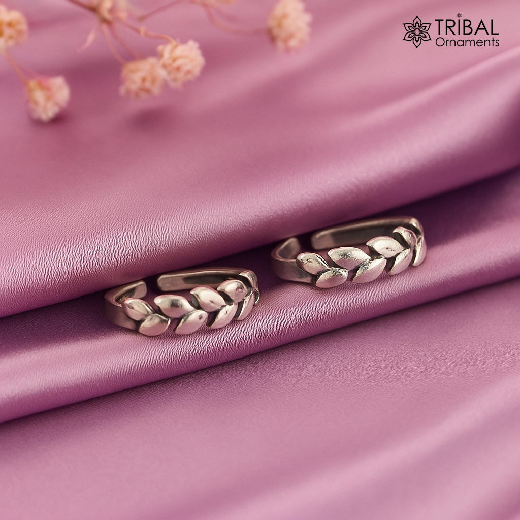 Fabulous flower design 92.5 sterling silver handmade vintage design Adjustable toe ring ethnic tribal belly dance jewelry india YTR03