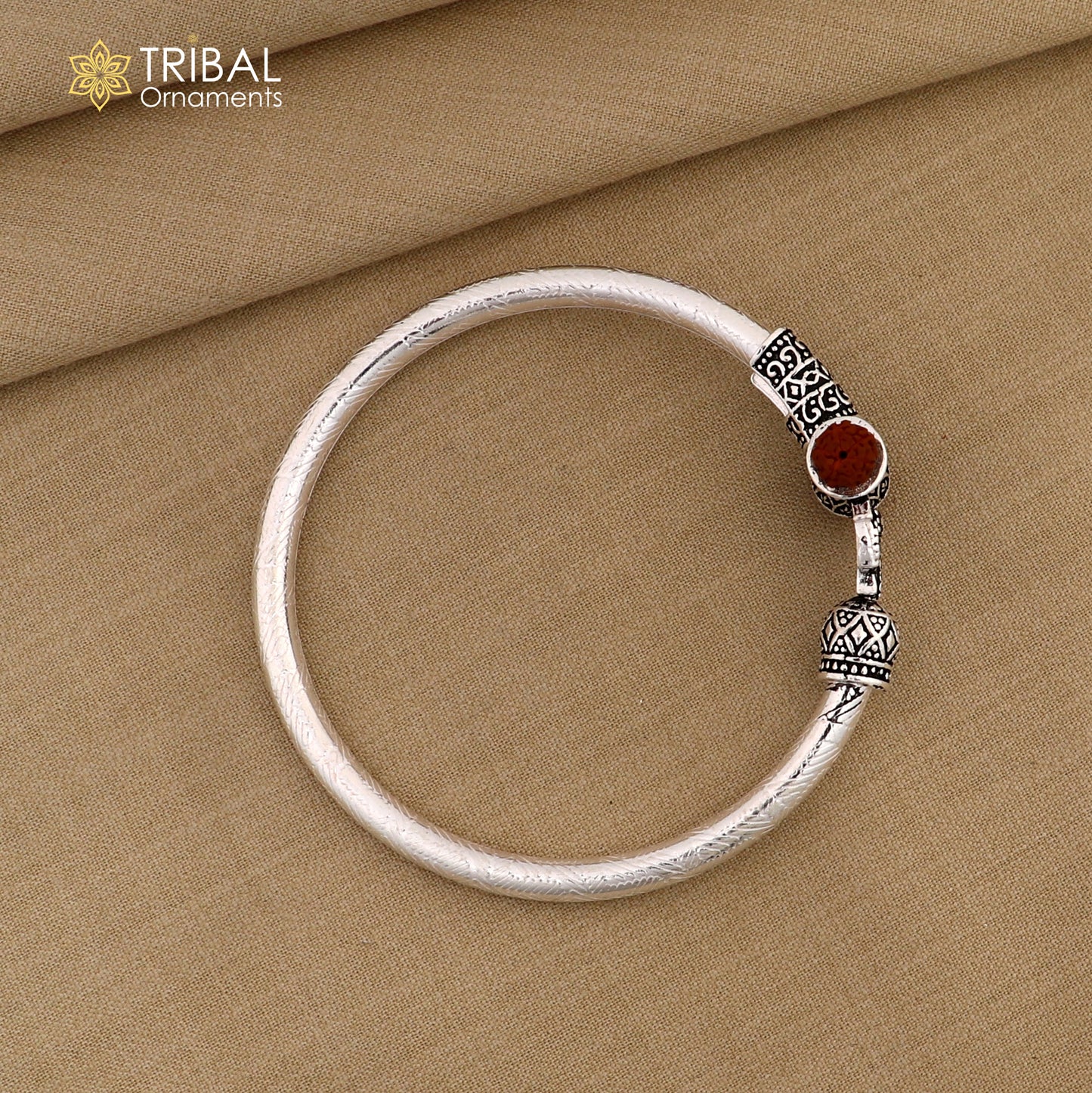 925 Sterling silver shiva trishul and rudraksha bangle bracelet kada tribal jewelry nsk931