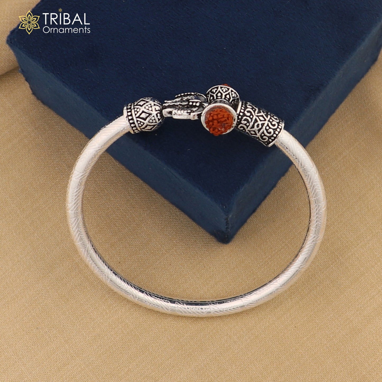 925 Sterling silver shiva trishul and rudraksha bangle bracelet kada tribal jewelry nsk931