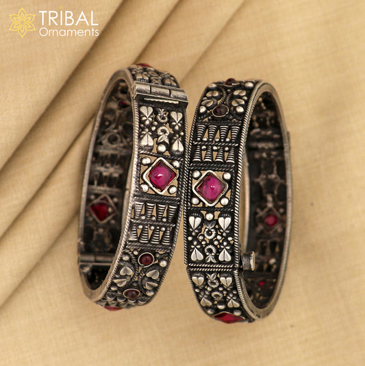 925 sterling silver traditional vintage design bangle bracelet kada stunning tribal brides jewelry ba107