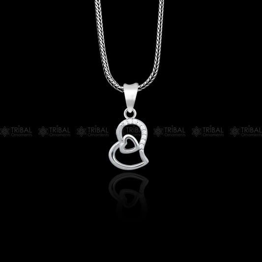 925 Sterling silver diamond heart design pendant nsp940 - TRIBAL ORNAMENTS