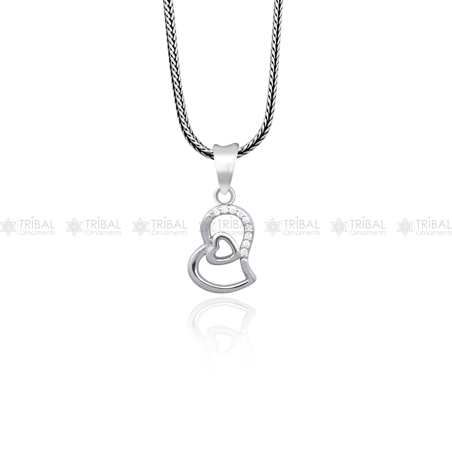 925 Sterling silver diamond heart design pendant nsp940 - TRIBAL ORNAMENTS