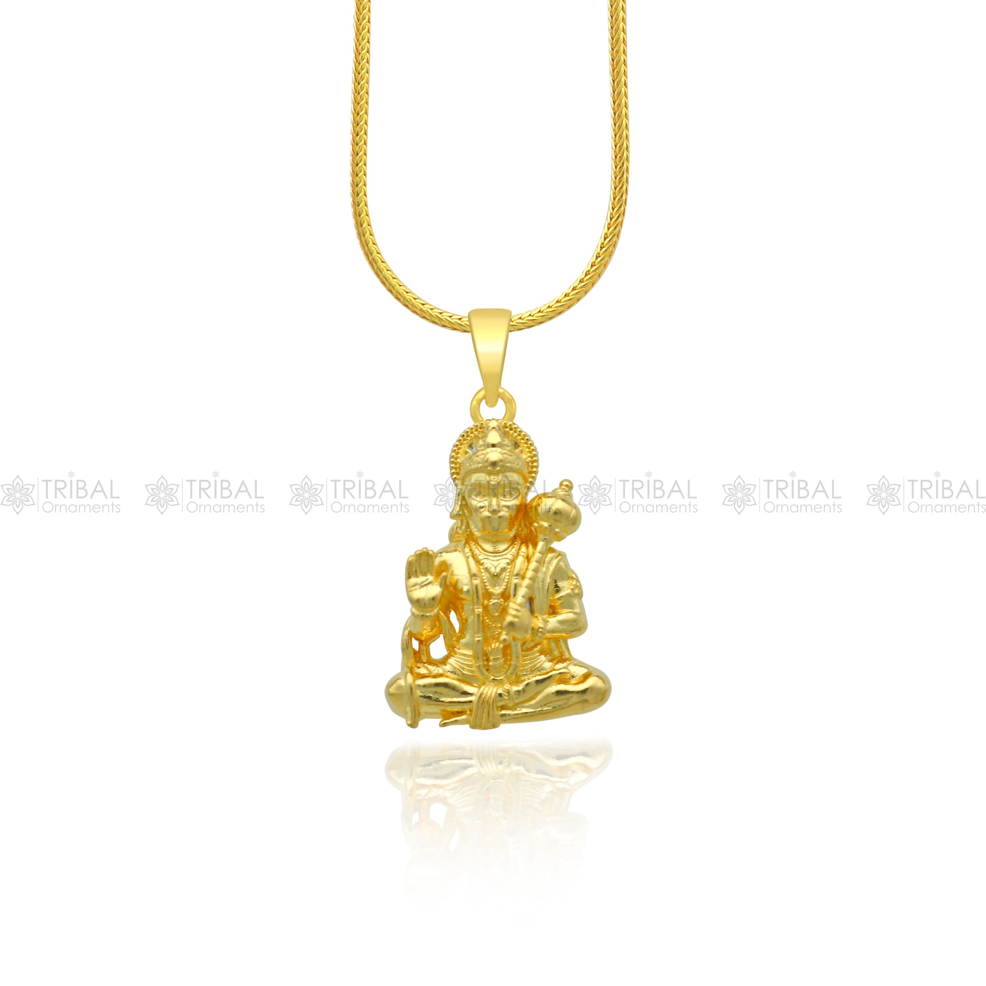 925 sterling silver gold polished Lord Hanuman ji divine pendant nsp905 - TRIBAL ORNAMENTS