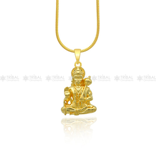 925 sterling silver gold polished Lord Hanuman ji divine pendant nsp905 - TRIBAL ORNAMENTS