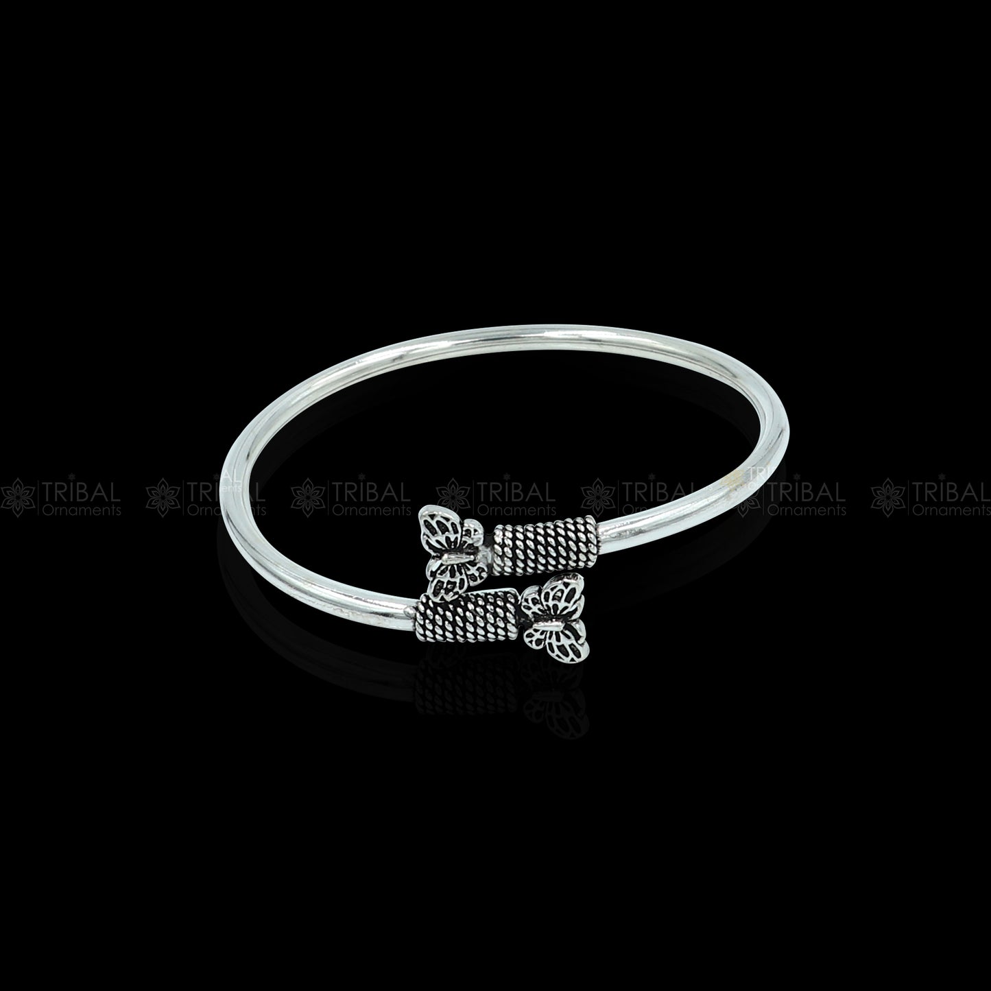 925 sterling silver handmade butterfly design stylish kada bangle bracelet tribal jewelry nsk875 - TRIBAL ORNAMENTS