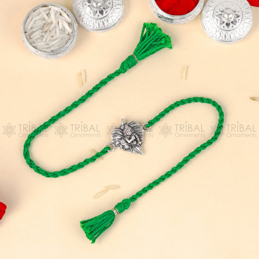 925 Sterling silver Lord Laddu gopala design pendant Rakhi bracelet Rakshabandhan festival rk327 - TRIBAL ORNAMENTS