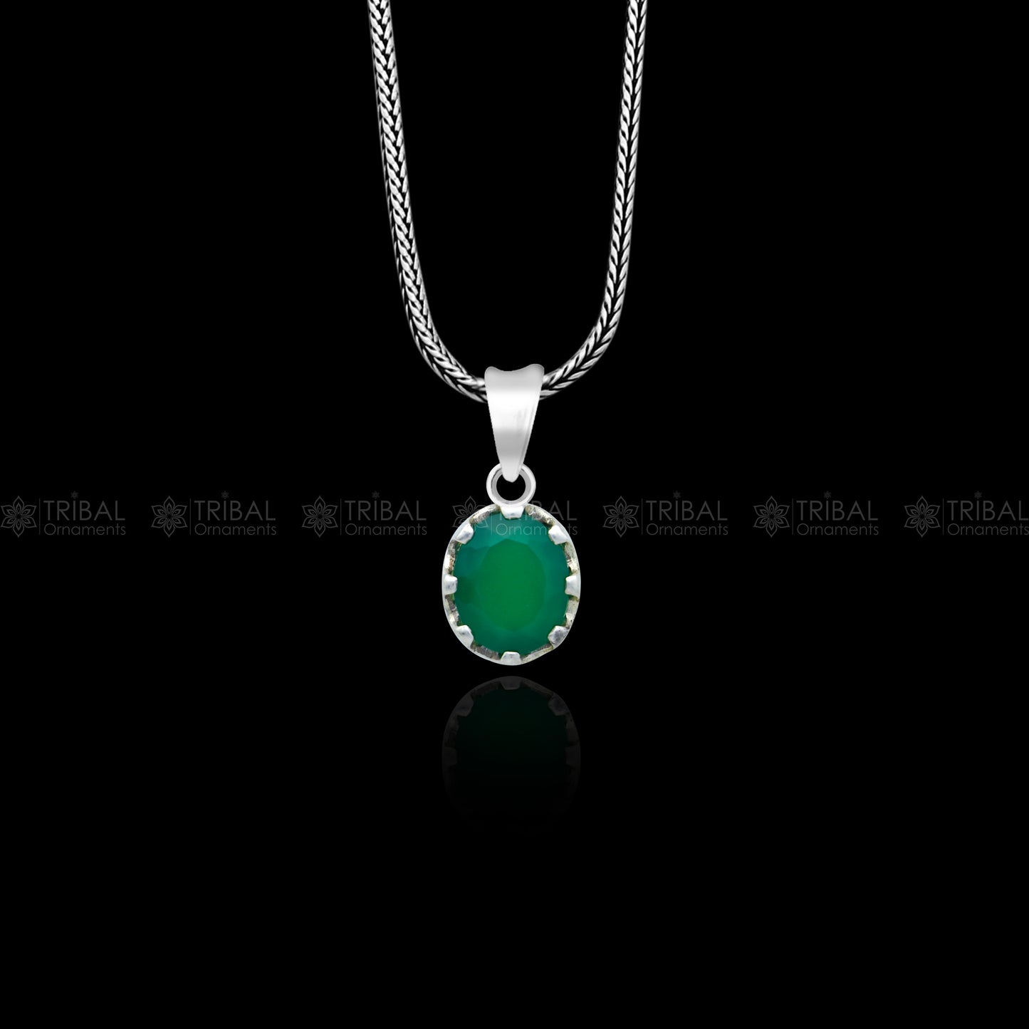 925 Sterling silver unique green diamond onyx pendant nsp949 - TRIBAL ORNAMENTS