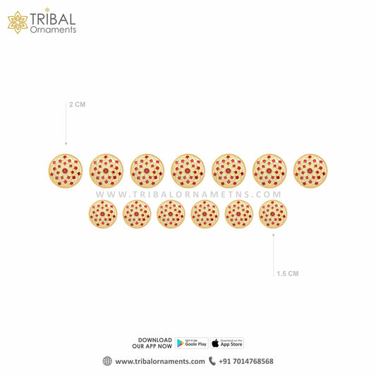 925 Sterling silver handmade gorgeous red minakari design fancy buttons set of 13 pc for men's coat or suit, best jewelry for all occasions btn84