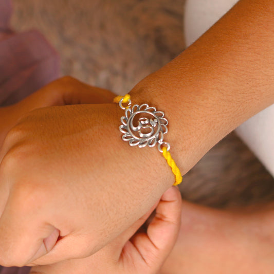 925 Sterling silver Lord Om design pendant Rakhi bracelet Rakshabandhan festival rk334 - TRIBAL ORNAMENTS