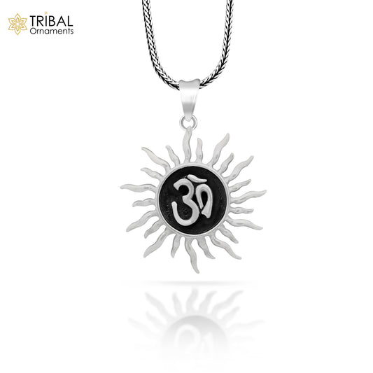 Genuine 925 sterling silver handmade Aum or OM pendant, amazing Exclusive cross design stunning pendant unisex gifting jewelry ssp502 - TRIBAL ORNAMENTS