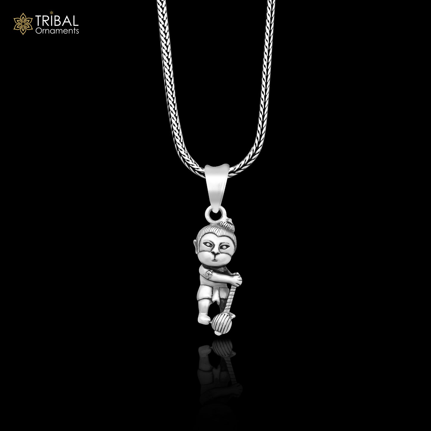 925 pure silver lord BAL HANUMAN pendant best gifting pendant, wheat chain necklace locket best gifting delicate unisex jewelry Nsp722 - TRIBAL ORNAMENTS