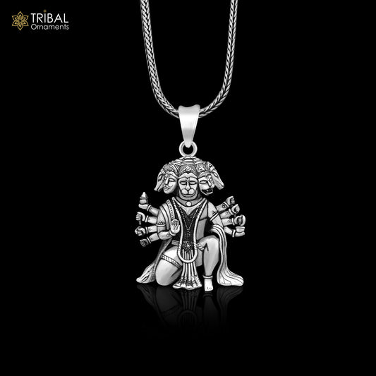 Pure 925 sterling silver handmade Hindu god Lord Panchmukhi Hanuman pendant, amazing designer fabulous pendant unisex gifting jewelry ssp486 - TRIBAL ORNAMENTS