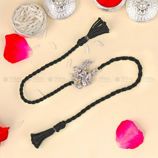 925 Sterling silver Lord Hanuman design pendant Rakhi bracelet Rakshabandhan festival rk333 - TRIBAL ORNAMENTS