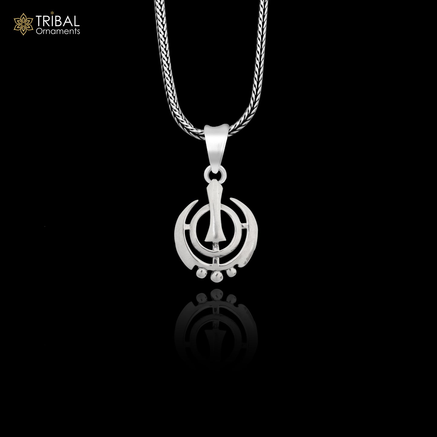 925 sterling silver customized design khalsa Waheguru symbol pendant, sikha Sardar logo pendant, best blessing pendant from india ssp1558 - TRIBAL ORNAMENTS