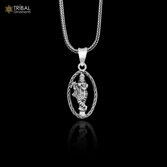 925 sterling silver handmade Hindu idol krishna pendant, amazing stylish unisex pendant locket personalized jewelry tribal jewelry ssp446 - TRIBAL ORNAMENTS