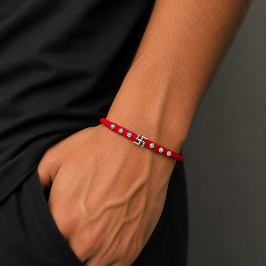 925 sterling silver Swashtik design thread rakhi bracelet rk382