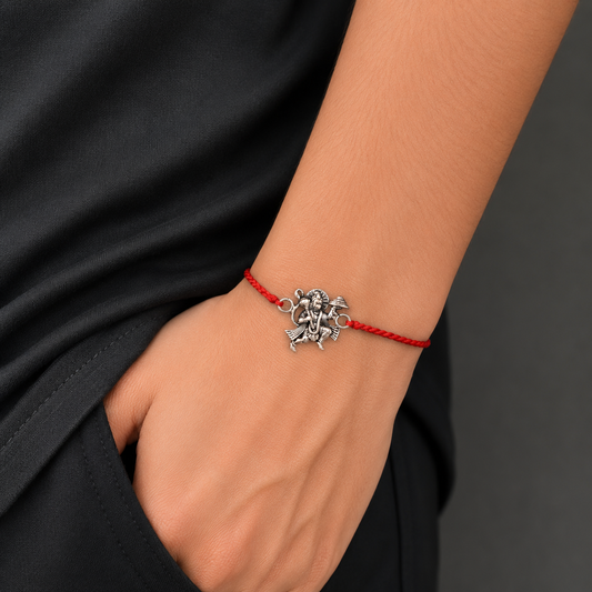 925 sterling silver idol Flying Hanuman design red thread rakhi rk408