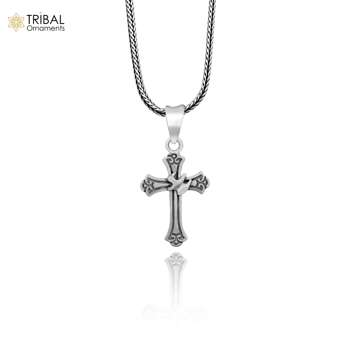 925 pure silver divine CROSS pendant best gifting pendant, wheat chain necklace locket best gifting delicate unisex jewelry nsp737/ps65 - TRIBAL ORNAMENTS