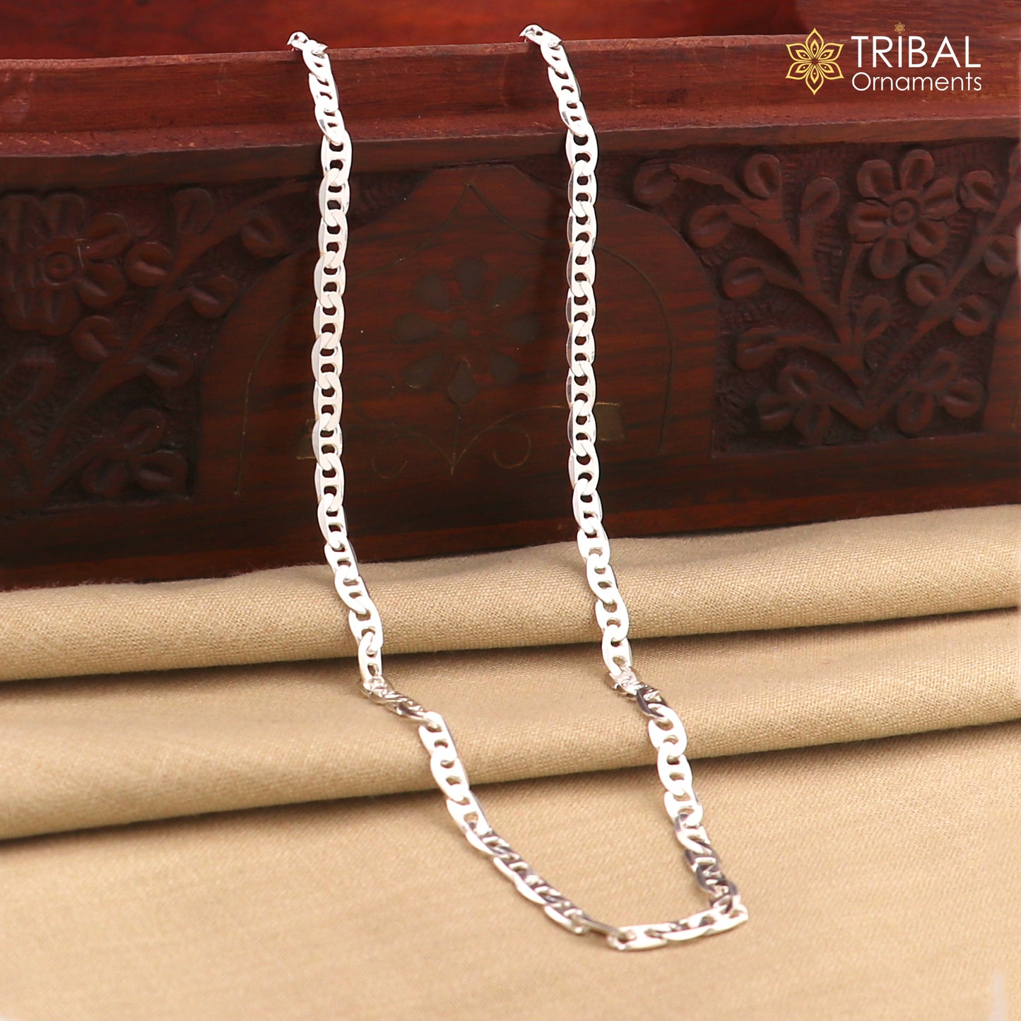 24" 4MM 925 sterling silver handmade solid fancy stylish silver chain necklace Nawabi chain best gifting jewelry from India ch241
