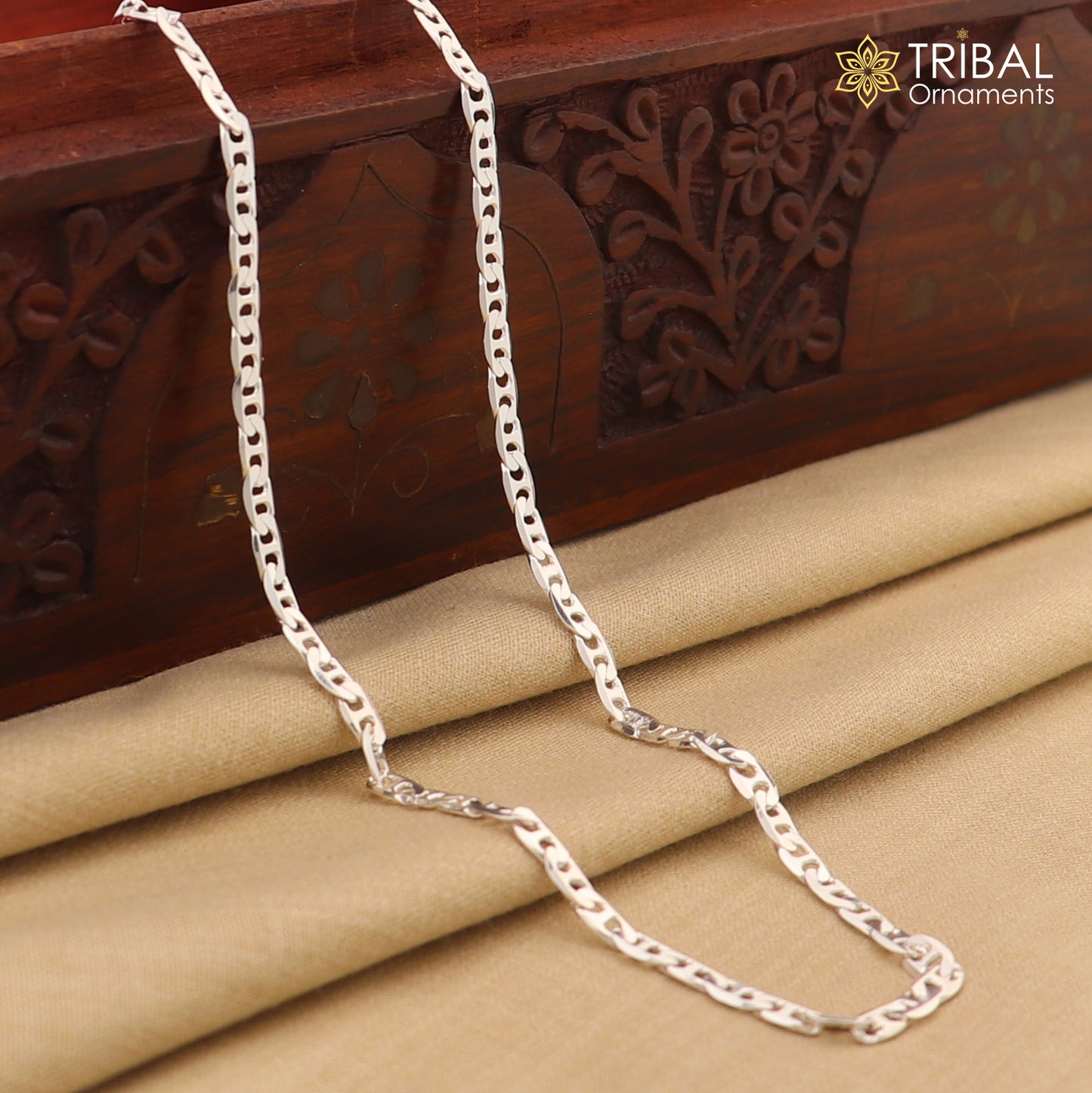 24" 4MM 925 sterling silver handmade solid fancy stylish silver chain necklace Nawabi chain best gifting jewelry from India ch241