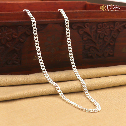 3mm 20" solid 925 sterling silver handmade modern trendy design wheat chain necklace giving it a distinctive and stylish look ch250