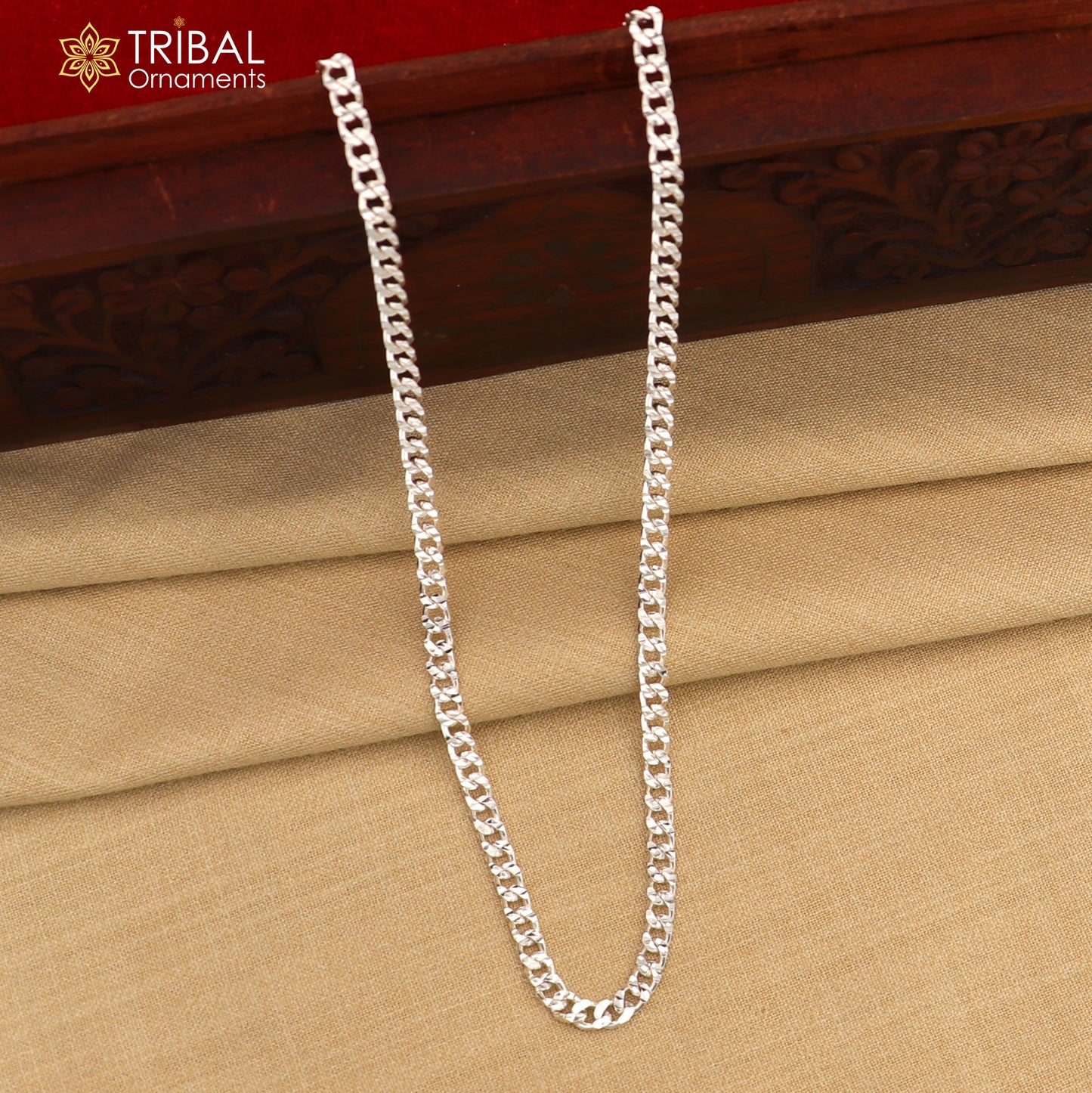 3mm 20" solid 925 sterling silver handmade modern trendy design wheat chain necklace giving it a distinctive and stylish look ch250