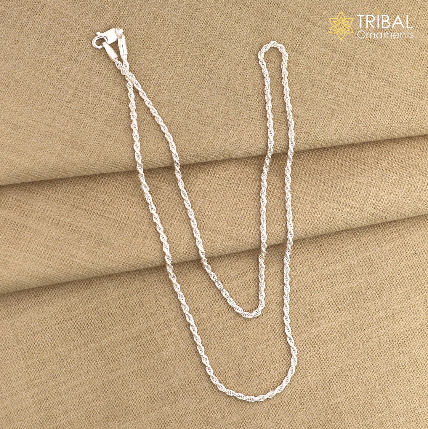 2mm Rope chain 925 sterling silver handmade rope chain, necklace chain, plain bright silver trendy style UNISEX chain ch591