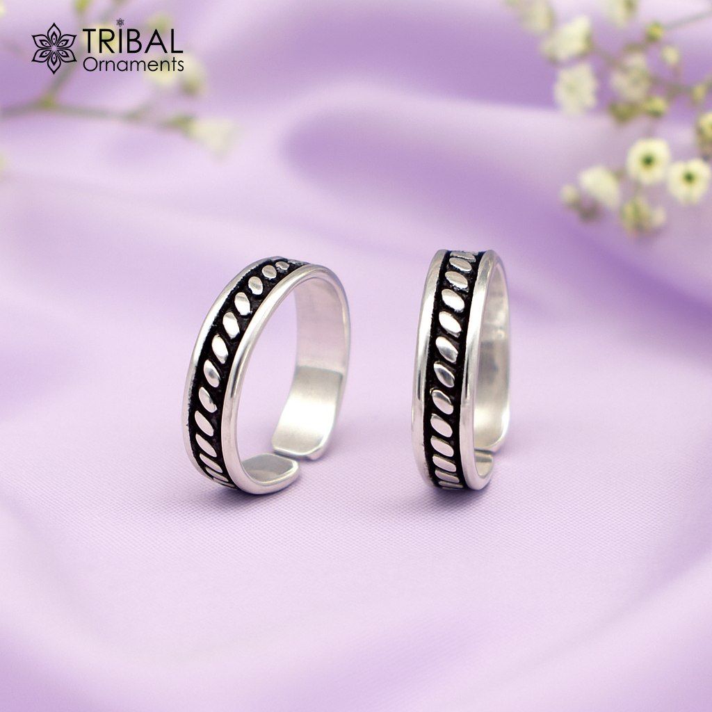Adjustable 92.5 sterling silver excellent vintage design handmade toe ring, toe band modern women's brides jewelry from india toer111