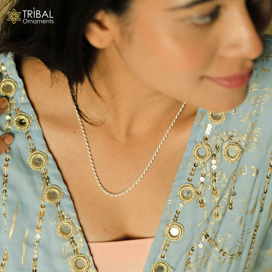 18" Rope chain 925 sterling silver handmade single rope chain chain, necklace chain, plain bright silver chain trendy style ch506