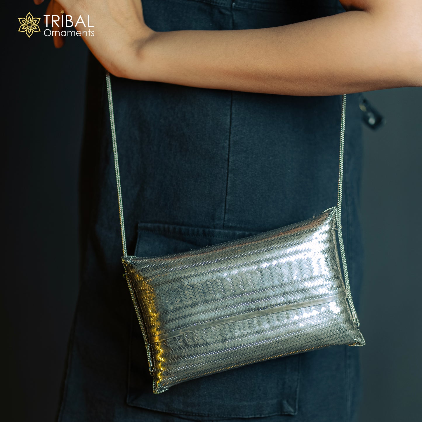 925 Sterling silver handmade hand bag/ purse /shoulder bag/Women Clutches bag002
